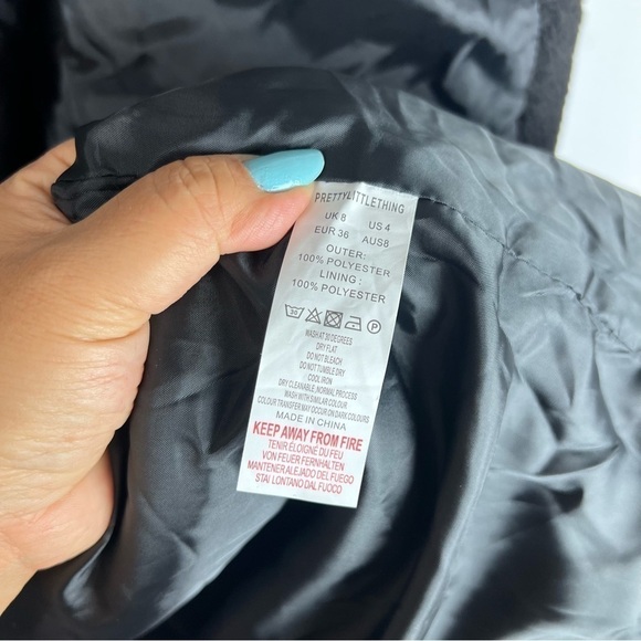 NWT-PrettyLittleThing, Women’s black borg lapel drop arm midi coat. Size: 4 (US) - Picture 8 of 12